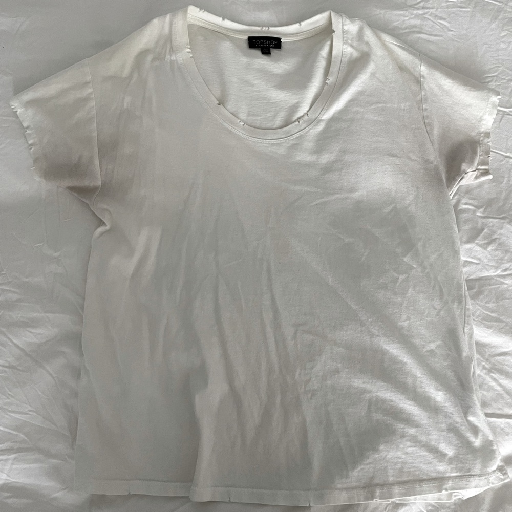 Topshop Frayed White Tee
